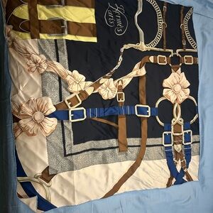 Hermes Blue Equestrian Scarf